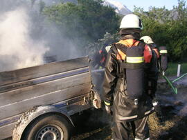 Brand eines mit Stroh beladenen PKW Anhänger, A12, KM 91,8