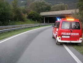 Ölspur auf A12, KM 90,3, Ausfahrt Zirl West