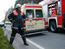 PKW Unfall, B177, Km 1,8, Herzinfarkt, Lärmschutzwand, Bergung