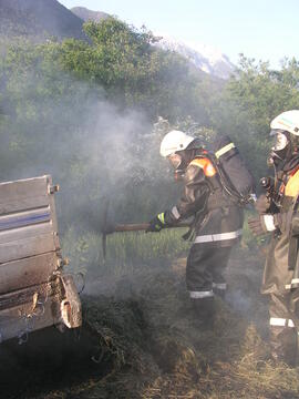 Brand eines mit Stroh beladenen PKW Anhänger, A12, KM 91,8