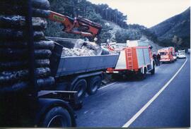 LKW Unfall, B177 (Giftkurve), Auffahrunfall auf Holztransporter