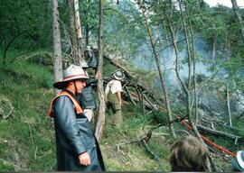 Waldbrand oberhalb Schloßbachtunnel, Mittenwaldbahn