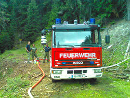 Hilfeleistung für  FF Pfunds, Waldbrand Tscheywiese