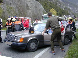 PKW Unfall, B177, Km 1,8, Herzinfarkt, Lärmschutzwand, Bergung