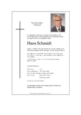 Sterbebild Schmidt Hans