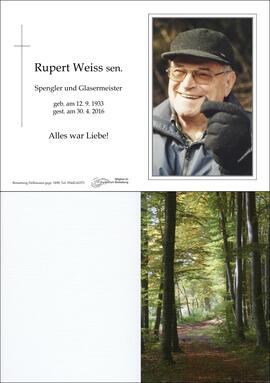 Sterbebild Weiss Rupert sen.