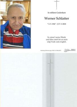 Sterbebild Schlatter Werner