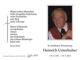 Sterbebild Unterhuber Heinrich