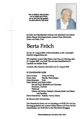 Sterbebild Fröch Berta