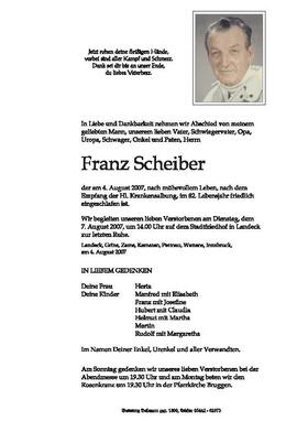 Sterbebild Scheiber Franz