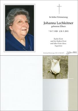 Sterbebild Lechleitner Johanna