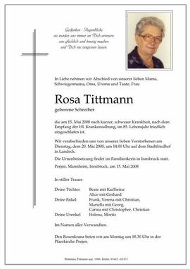 Sterbebild Tittmann Rosa