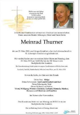 Sterbebild Thurner Meinrad