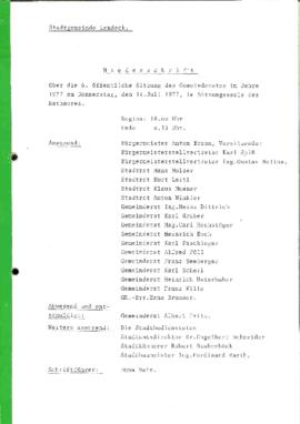 Gemeinderatsprotokoll 6/77