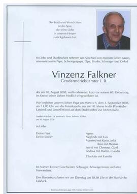 Sterbebild Falkner Vinzenz
