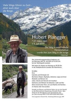 Sterbebild Plangger Hubert