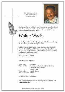 Sterbebild Wachs Walter