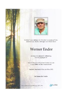 Sterbebild Ender Werner
