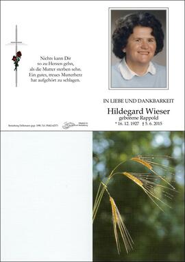 Sterbebild Wieser Hildegard