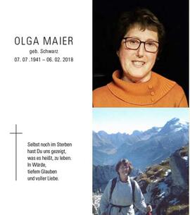 Sterbebild Maier Olga