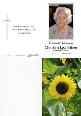 Sterbebild Lechleitner Christina