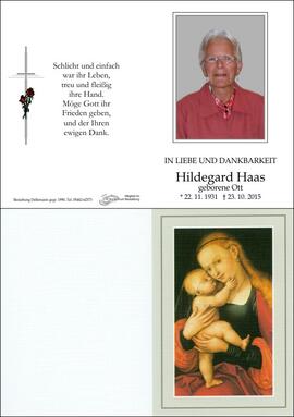 Sterbebild Haas Hildegard