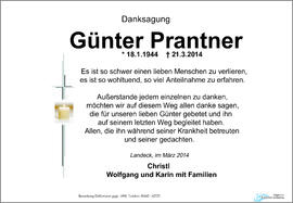 Sterbebild Prantner Günter