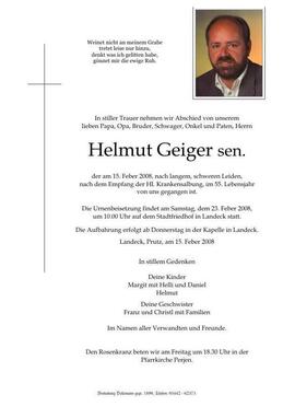 Sterbebild Geiger Helmut sen.