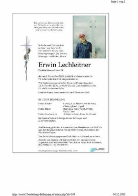 Sterbebild Lechleitner Erwin