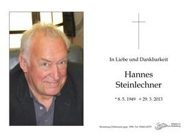 Sterbebild Steinlechner Hannes