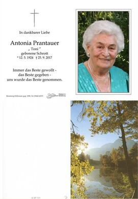 Sterbebild Prantauer Antonia