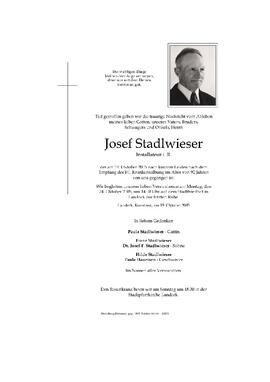 Sterbebild Stadlwieser Josef