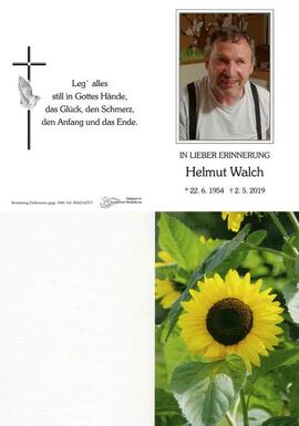 Sterbebild Walch Helmut