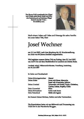 Sterbebild Wechner Josef