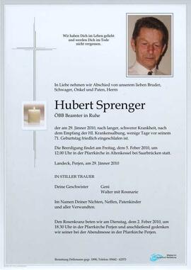 Sterbebild Sprenger Hubert