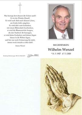 Sterbebild Wenzl Wilhelm