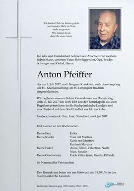 Sterbebild Pfeiffer Anton