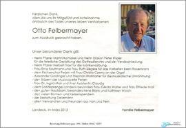 Sterbebild Felbermayer Otto