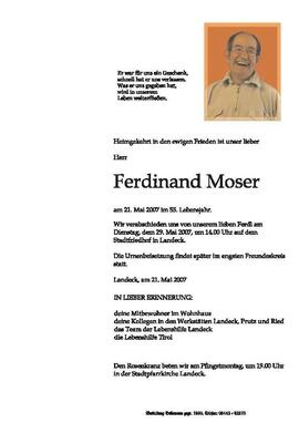 Sterbebild Moser Ferdinand