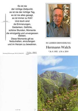 Sterbebild Walch Hermann