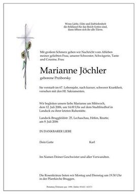 Sterbebild Marianne Jöchler