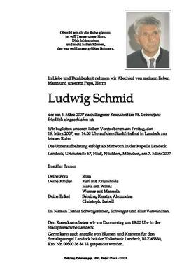 Sterbebild Schmid Ludwig