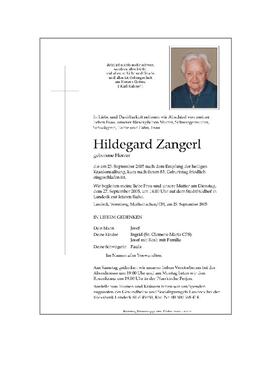 Sterbebild Zangerl Hildegard