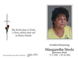 Sterbebild Strolz Margarethe