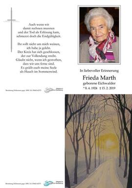 Sterbebild Marth Frieda