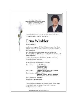 Sterbebild Winkler Erna