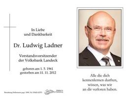 Sterbebild Dr. Ladner Ludwig