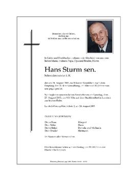 Sterbebild Sturm Hans sen.