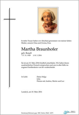 Sterbebild Braunhofer Martha