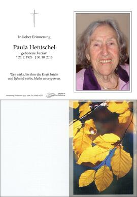 Sterbebild Hentschel Paula